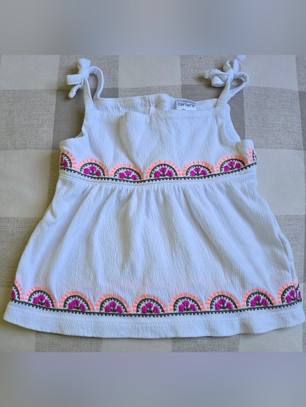 Baby Girl Embroidered Top Mexican Flowers Spaghetti Straps Carter's Size 9 Month